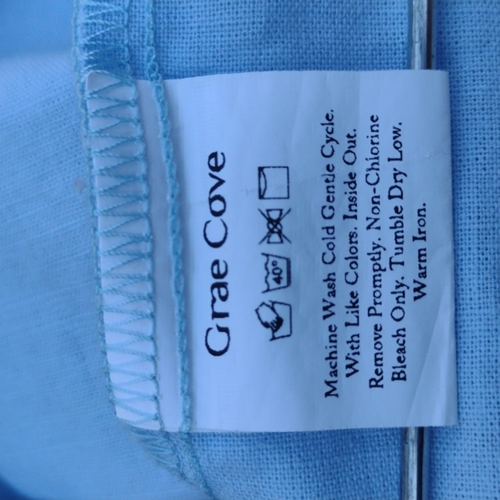 Grae Cove Blue Tabitha Linen-Cotton Boatneck Top Women's Small - Picture 7 of 7